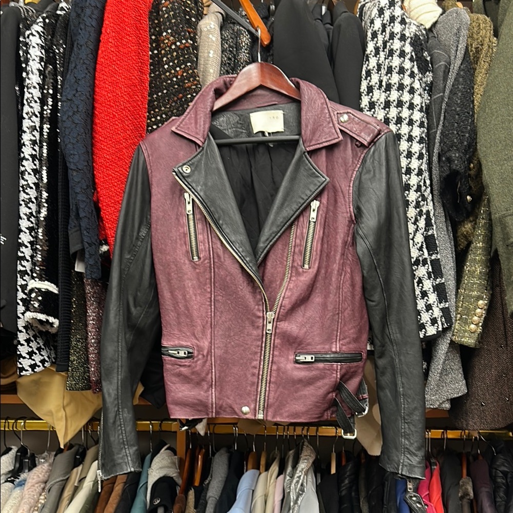 IRO Red and Black Leather Jacket Motorcycle Style